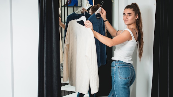 Woman agonising over wedding outfit as if anyone gives a shit
